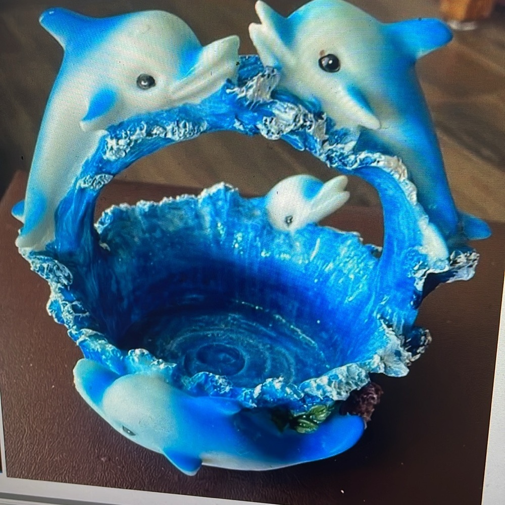 VTG Blue Dolphin Decorative Bowl